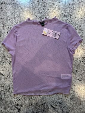 wild fable Lavender Ruffle-Trim Short Sleeve Tee